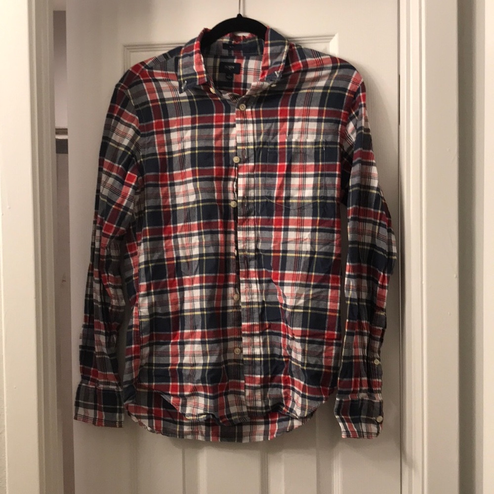 J Crew Plaid Red, White, Blue Button Down - Picture 1 of 2